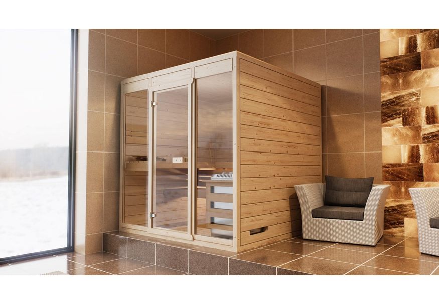 Straat gunstig temperament Azalp Massieve sauna Eva Optic 140x140 cm, 45 mm kopen bij Azalp.nl